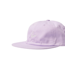 A light purple flat-brim cap with a white embroidered script logo on the front, shown against a plain white background.