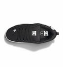 Black sneaker with white DC logo on a white background