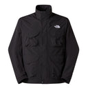 Black jacket with a brand logo on a white background