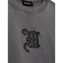 Gray sweatshirt with black embroidered logo on a white background