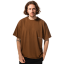 Man wearing a brown t-shirt on a white background