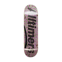 Skateboard deck with colorful design and 'Himers' branding on a white background
