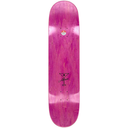 Pink and purple skateboard deck with a logo on a white background