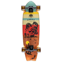 Skateboard with colorful design and 'Arbor' branding on a white background