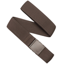 Brown belt with a metal buckle on a white background