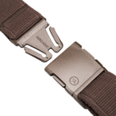 Brown belt with a silver buckle on a white background
