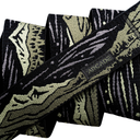 Patterned belt with brand logo on a white background