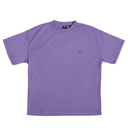 A light purple short-sleeve crewneck t-shirt with a small embroidered purple logo on the left chest, displayed flat against a white background.