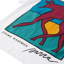 T-shirt with a colorful kangaroo design and 'Divine Hammer' branding on a white background