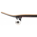 Close-up of a skateboard with a white wheel on a white background
