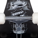 Close-up of a skateboard with 'Tony Hawk' branding on a black background
