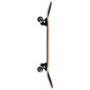 Skateboard with rose gold deck and black trucks on a white background