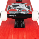 Close-up of a red skateboard with 'Tony Hawk' logo and 'Pirhousle' branding.