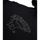 Black hoodie with embroidered logo on a white background