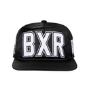 A black snapback cap featuring large white embroidered 'BXR' lettering on the front panel, with white side embroidery, shown against a plain white background.