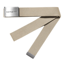 Gray belt with a silver buckle on a white background