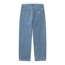 Light blue denim jeans shown from the back, featuring two back pockets with a visible Carhartt logo patch on the right pocket, set against a plain white background.