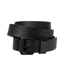 Black leather belt with a buckle on a white background