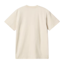 A plain cream-colored short-sleeve t-shirt shown from the back, isolated on a solid white background.