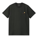 Brown t-shirt with a small logo on a white background