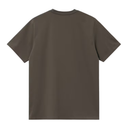A plain short-sleeve crewneck t-shirt shown from the back, in a solid dark brown color, isolated on a white background.