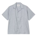 Light gray short-sleeve shirt with subtle pattern on a white background
