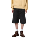 Person wearing a yellow sweatshirt, black shorts, and brown boots on a white background