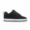 Black sneaker with white sole on a white background