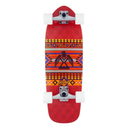 Skateboard with a red and orange pattern on a white background