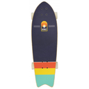 Skateboard with a colorful design on a white background
