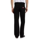 Person wearing black pants with a visible brand logo on a white background