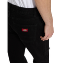 Black pants with a Dickies logo on the pocket against a white background