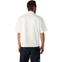 Man wearing a white polo shirt on a white background