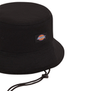 Black bucket hat with a Dickies logo on a white background