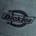 Dickies logo on a light blue denim fabric background