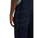 Dark blue denim vest with a pocket on a white background