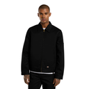 A man wearing a black Dickies zip-up jacket with a collar, shown from the waist up against a plain white background.