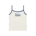 White tank top with blue straps and 'Dickies' logo on a white background