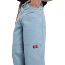 Light blue jeans with a Dickies logo on a white background