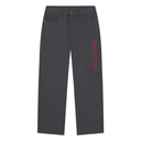 Black pants with a red logo on a white background