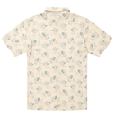 Short-sleeve shirt with floral pattern on a beige background