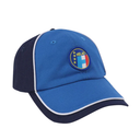 Blue cap with a logo on a white background