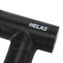 Black handheld device with 'HELAS' branding on a white background