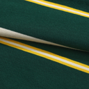 Close-up of green fabric with white and yellow stripes