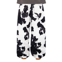 Cow print pants on a white background