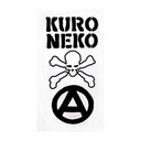 Kuro Neko logo with a skull and crossbones design on a white background