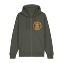 Kuro Neko Circle Logo Zip Hoodie - Khaki/Yellow