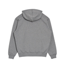 A heather gray Last Resort AB pullover hoodie shown from the back, featuring a ribbed hem, cuffs, and hood, photographed against a solid white background.