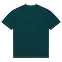 A dark teal green short-sleeve t-shirt shown from the back, laid flat against a solid white background.