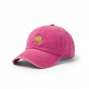 A pink baseball cap with a curved brim, featuring a gold embroidered eagle logo on the front, set against a plain white background.